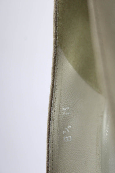 Stuart Weitzman Womens Satin Bow Peep Toe Pumps Gray Size 8.5 Medium