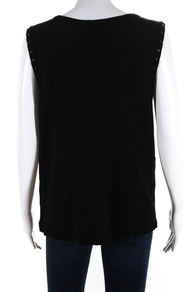 Philanthropy Womens Studded Trim Muscle Tee Shirt Tank Top Black Size Medium