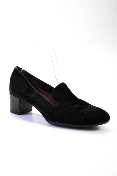 Munro Womens Black Velvet Block Heels Slip On Loafer Shoes Size 7.5M
