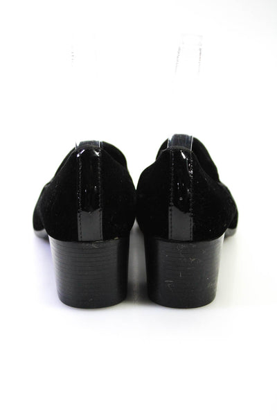 Munro Womens Black Velvet Block Heels Slip On Loafer Shoes Size 7.5M