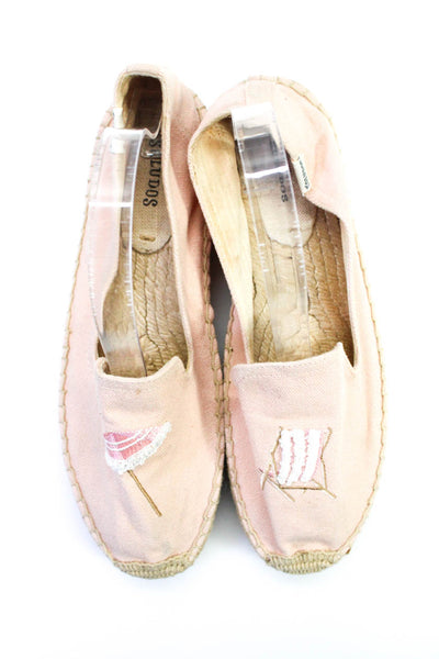 Soludos Womens Espadrille Slip-On Embroidered Graphic Textured Shoes Pink Size 9