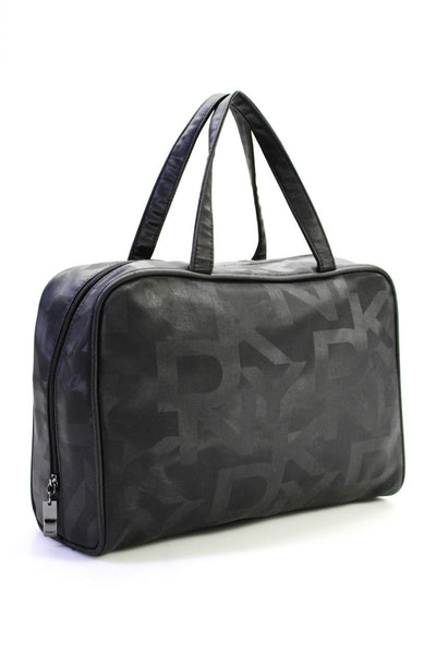 DKNY Womens Monogram Graphic Zipped Double Strapped Top Handle Handbag Black