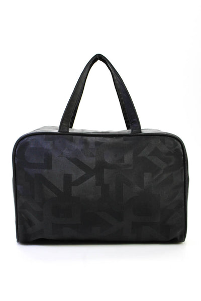 DKNY Womens Monogram Graphic Zipped Double Strapped Top Handle Handbag Black