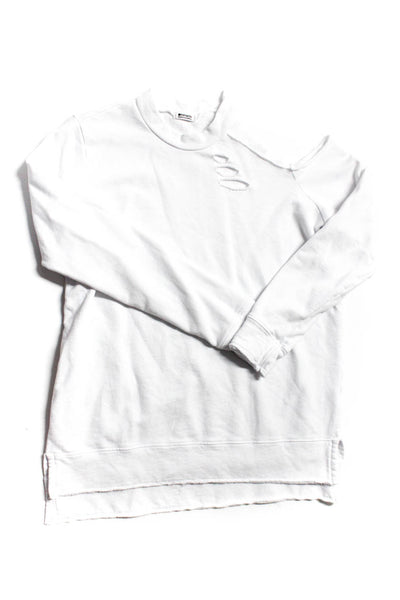 Madewell Women's Plaid Shirt Cut Out Sweatshirt Blue White Size S Lot 2