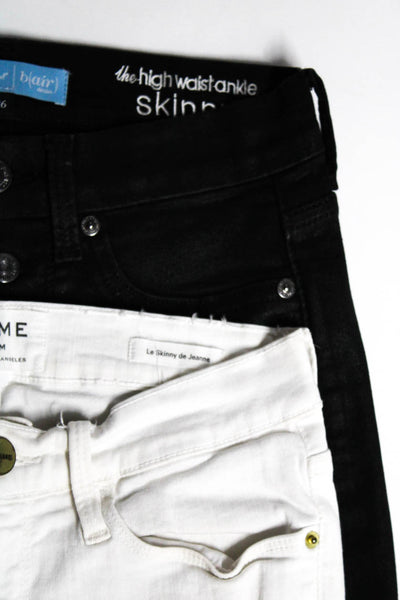 Frame Denim 7 For All Mankind Women's Skinny Jeans White Black Size 26 Lot 2
