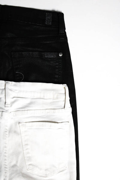 Frame Denim 7 For All Mankind Women's Skinny Jeans White Black Size 26 Lot 2