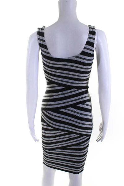 Bailey 44 Womens Stripe Ruffled Sleeveless Scoop Neck Bodycon Dress Gray Size XS