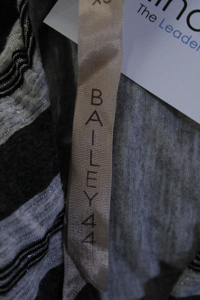 Bailey 44 Womens Stripe Ruffled Sleeveless Scoop Neck Bodycon Dress Gray Size XS
