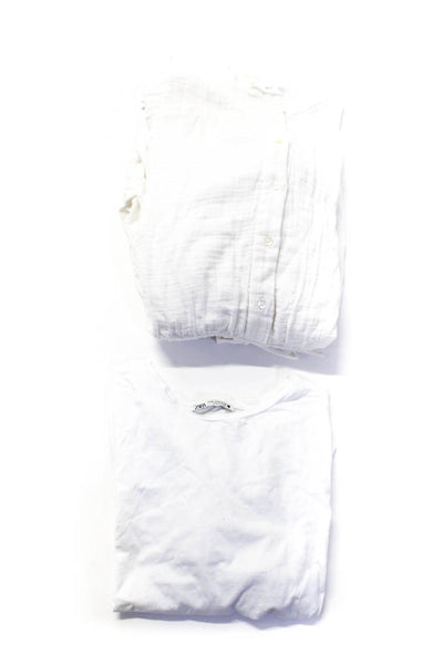 Zara Women's Crewneck Short Sleeves Blouse White Size M Lot 2