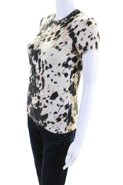 L'Agence Womens Ressi Short Sleeve Abstract Spotted Tee Shirt Beige Black XS