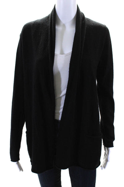 Pure Amici Womens Long Waterfall Cardigan Sweater Black Cashmere Size XS