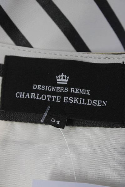 Designers Remix Charlotte Eskilden Women's Striped Pencil Skirt White Size 34