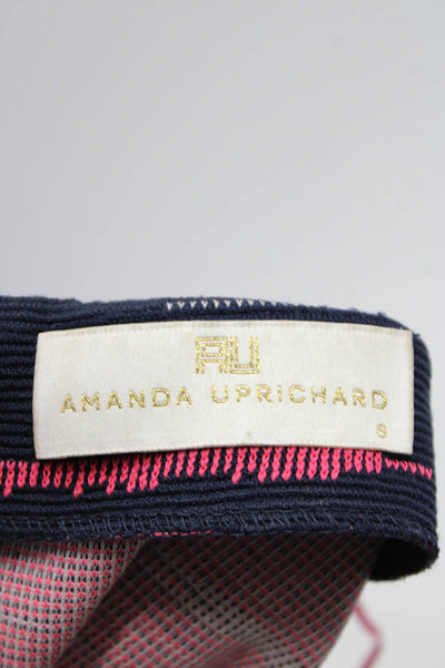 Amanda Uprichard Womens Short Sleeves Body Con Dress Navy Blue Pink Size Small