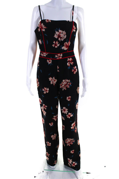 Adelyn Rae Womens Floral Print Spaghetti Strap Jumpsuit Black Size Small
