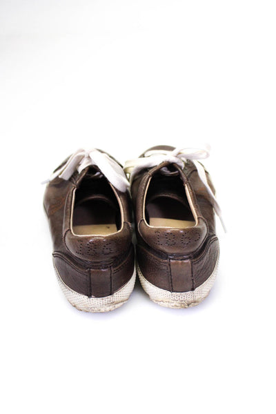 Frye Womens Leather Low Top Laced Casual Fashion Sneakers Brown White Size 6.5