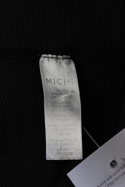 Michi Womens Full Zipper Mock Neck Track Shirt Black Size Small