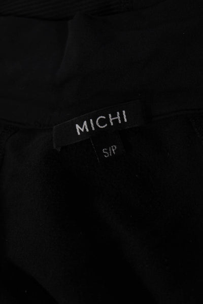 Michi Womens Full Zipper Mock Neck Track Shirt Black Size Small