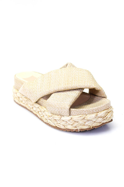 Dolce Vita Women's Open Toe Platform Espadrille Slide Sandals Beige Size 6