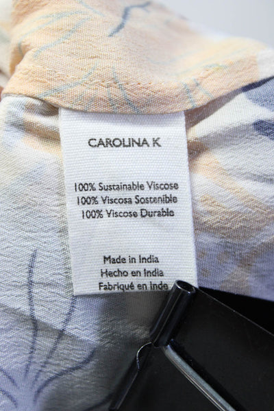 Carolina K Womens Floral Long Sleeve Button Up Shirt Blouse Ivory Size Medium
