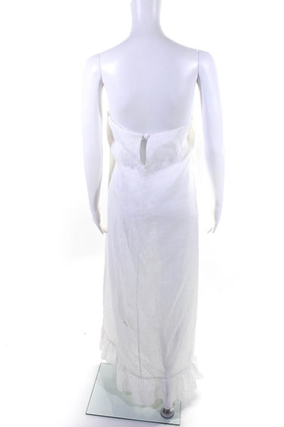 Adriana Degreas Womens Back Zip Strapless Linen Long Dress White Size 6