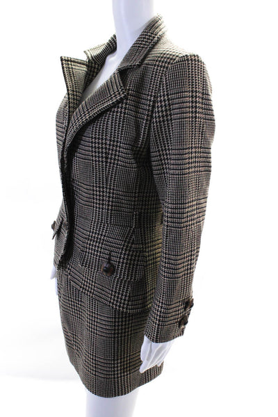 Yves Saint Laurent Womens 1990 Wool Houndstooth Print Skirt Suit Multicolor Size