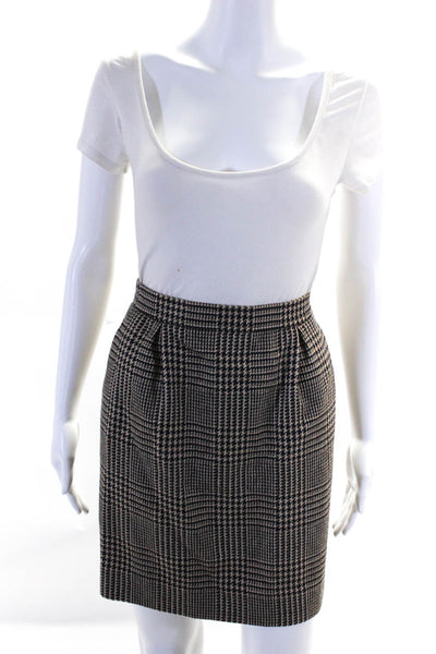 Yves Saint Laurent Womens 1990 Wool Houndstooth Print Skirt Suit Multicolor Size