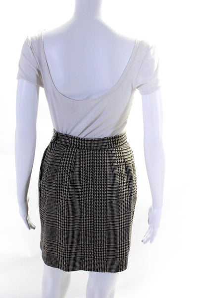 Yves Saint Laurent Womens 1990 Wool Houndstooth Print Skirt Suit Multicolor Size