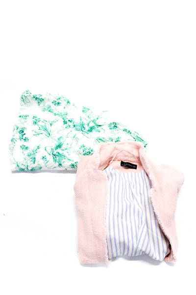 Zara Woman Womens Blazer Wrap Blouse Pink White Size Medium Lot 2