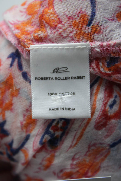 Roberta Roller Rabbit Womens Floral Print Blouse Multi Colored Cotton Size Small