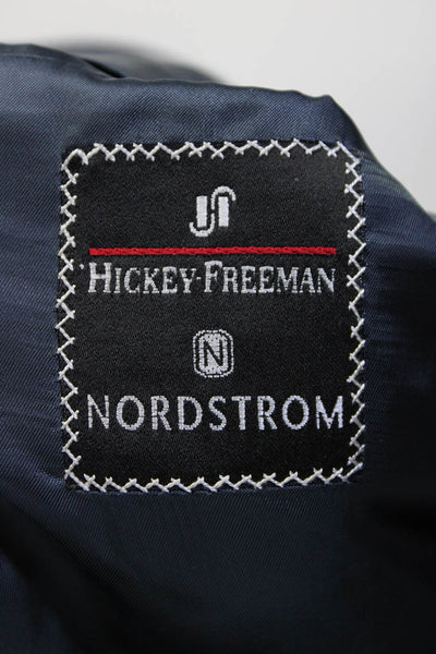 Hickey Freeman Mens Two Button Notched Lapel Glen Plaid Blazer Jacket Blue 42R