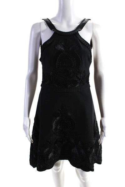 Alexis Womens Textured Damask Sleeveless Fit & Flare Dress Black Size XS