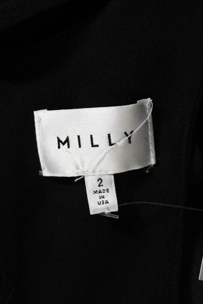 Milly Womens Back Zip Sleeveless Crew Neck Knee Length Shift Dress Black Size 2