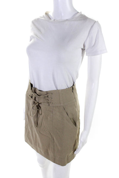 Intermix Womens Side Zip Lace Up Waist Knee Length Pencil Skirt Brown Size 0