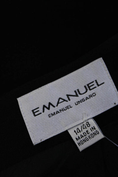Emanuel Emanuel Ungaro Womens Black Zip Back Lines Pencil Skirt Size 14