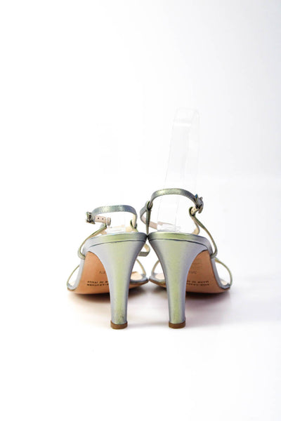 Mark Schwartz Womens Green Iridescent Slingbacks High Heels Shoes Size 6.5