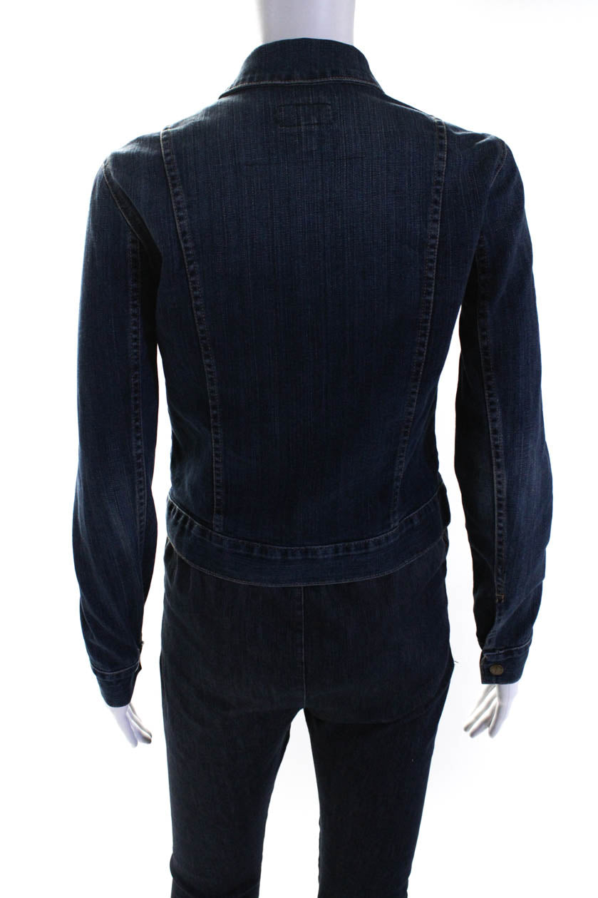 Current Elliott The Snap Jean Jacket Denim Blue Outerwear Coat Sz 0 XS S  Crop | eBay