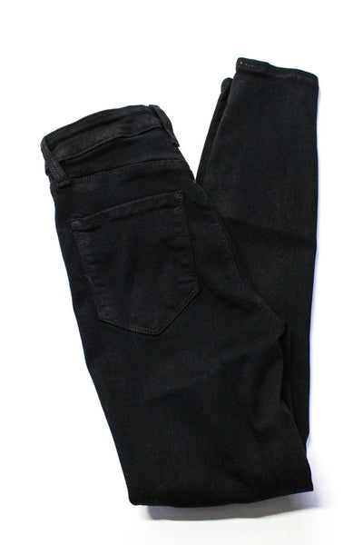 L'Agence Womens High Rise Margot Skinny Leg Jeans Coated Black Size 24