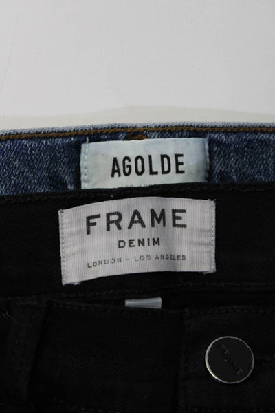 Frame Denim Agolde Womens Skinny Leg Jeans Black Blue Size 26 24 Lot 2