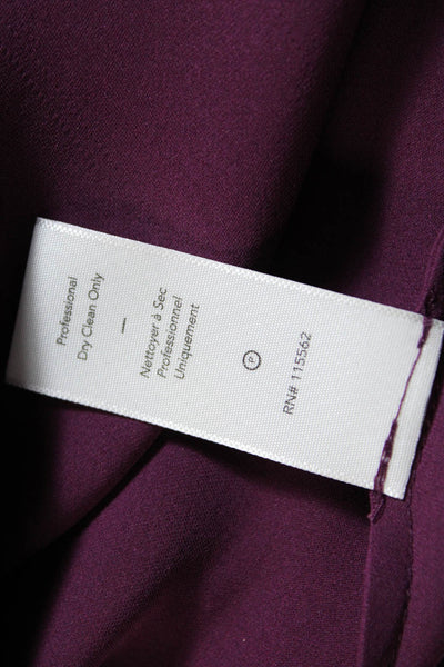Elizabeth and James Womens Long Sleeve Crew Neck Silk Shirt Purple Size XS