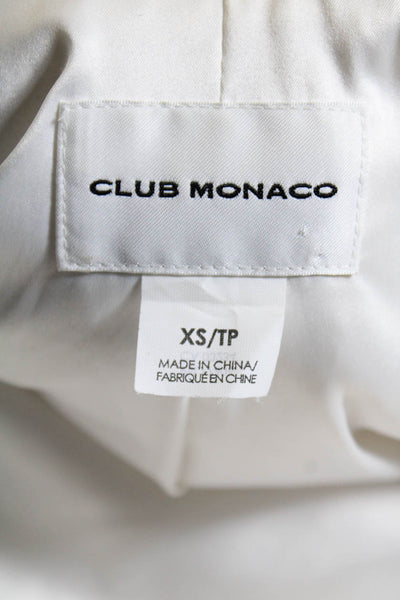 Club Monaco Womens Double Breasted Fringe Knit Coat White Size Extra Small