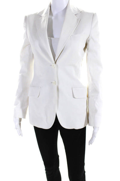 Dolce and Gabbana Womens Cotton Darted Buttoned Collar Blazer White Size EUR38
