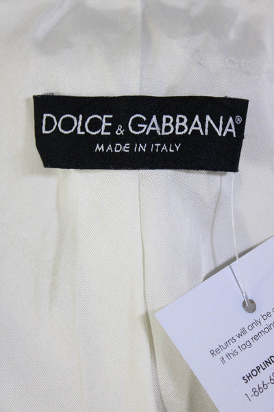 Dolce and Gabbana Womens Cotton Darted Buttoned Collar Blazer White Size EUR38