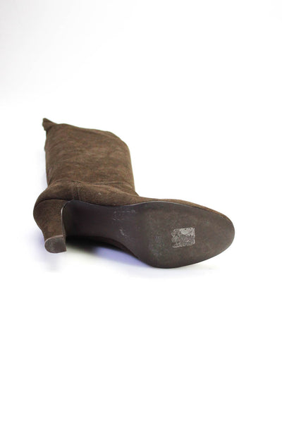 Stella McCartney Womens High Heel Almond Toe Tall Boots Brown Suede 37.5 7.5