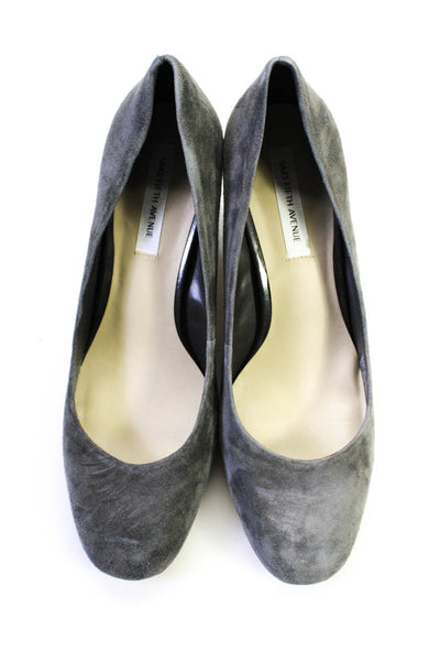 Saks Fifth Avenue Womens Block Heel Round Toe Pumps Gray Suede Size 9M