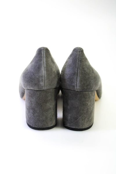 Saks Fifth Avenue Womens Block Heel Round Toe Pumps Gray Suede Size 9M