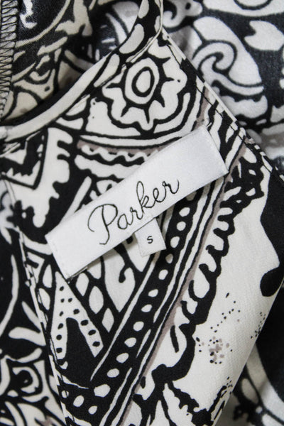 Parker Women's V-Neck Spaghetti Straps Fringe Mini Dress Floral Size S