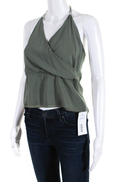 Theory Womens Silk Leila Halter Neck Blouse Green Size Small