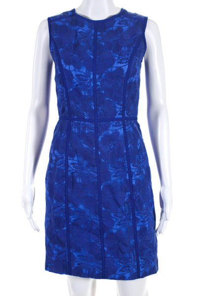 Cynthia Steffe Wolmens Floral Embroidered Sleeveless Dress Blue Size 0