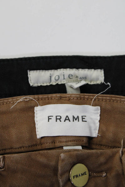 Joie Jeans Frame Womens Skinny Zippered Cargo Jeans Black Brown Size 24 26 Lot 2
