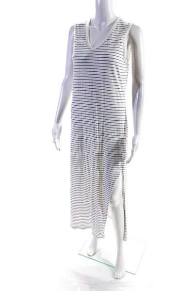 Sundry Womens Striped Jersey Sleeveless Midi Sheath Dress White Black Size 1